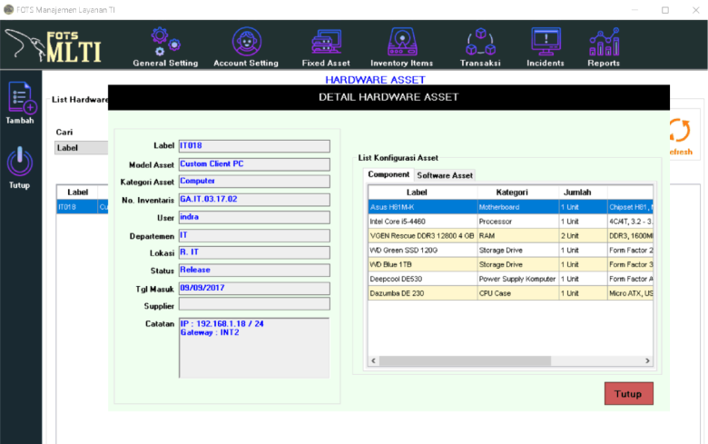 Asset Configuration Details